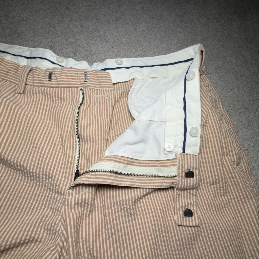 Polo Ralph Lauren Seersucker‎ Shorts Mens 38 Tan White Striped Excellent Cotton